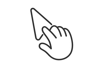 Hand cursor clicking pointer icon. Web button symbol. Computer mouse click sign. Vector line art illustration. UI UX design element. Navigation and selection concept for web.