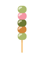 Hanami Dango. Traditional Japanese dessert. Flat vector clipart illustration with isolated background.