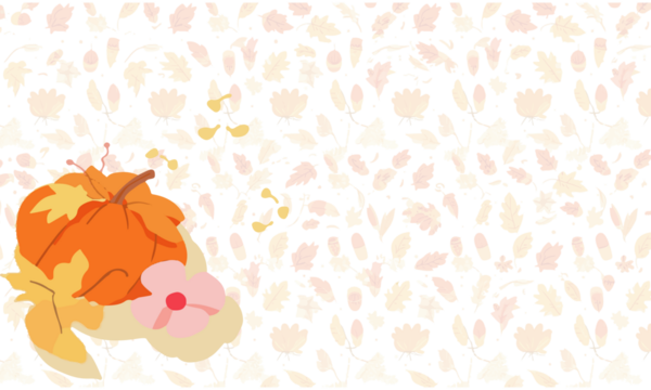A vibrant and stylized illustration of autumn food, including a warm orange pumpkin and a few crisp yellow leaves with png Transparent 