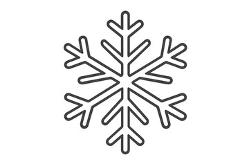 Vector black outline snowflake icon isolated on transparent background, simple winter snow crystal symbol, minimalistic cartoon snowflake design for seasonal decor