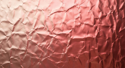 Rose Gold Crumpled Foil Texture with Light Gradient and Sharp Creases