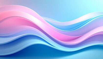 Obraz premium Pastel Abstract Serene Waves of Pink and Blue, Gentle Gradient Background