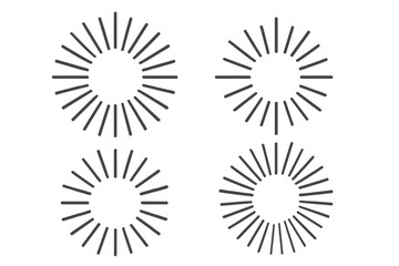 Set of flat style ray sunburst design elements with transparent background, vector cartoon illustration, ordered radial line shapes for decoration and design