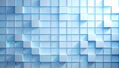 Futuristic abstract wall background of geometric blue and white 3D cubes