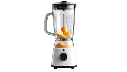 A realistic PNG of a kitchen blender with clear glass jar and sturdy base. Ideal for cooking graphics, recipe designs, kitchen product ads, and food preparation themes.