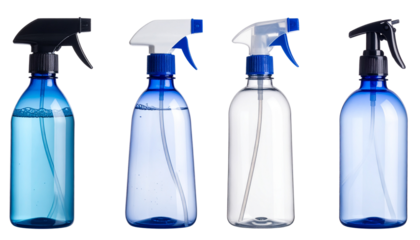 blue plastic bottle isolated on transparent background 