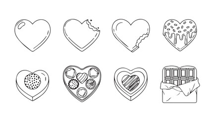 Heart shaped chocolate box and bar sketches for romantic occasions or gifts vector
