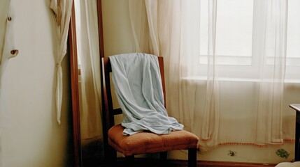 Vintage Chair with Draped Fabric in Light