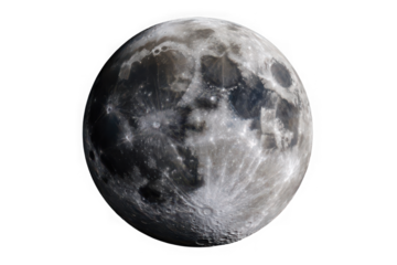 Full moon with detailed craters isolated on white for astronomy and space concept