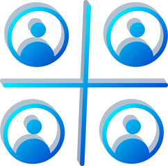 3D Blue Gradient Four User Grid Icon Isolated on Transparent Background