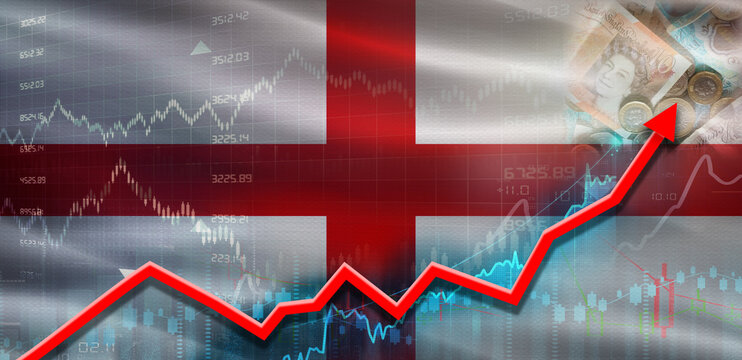 England financial growth on market graph. England economic growth on financial graph