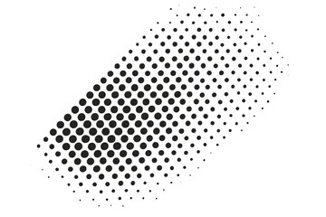 Halftone dots gradient at 45 degrees. Vector illustration background element. Abstract pop art comic style texture. Dotted pattern effect. Black and white monochrome points.