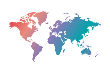 World map showing global markets, countries, and business regions. Concept of finance, economics, trade, and international business.