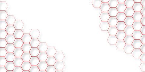 abstract geometric red texture background red hexagon 3D background texture. 3d rendering illustration. Clear pattern abstract background hexagon .Futuristic abstract banner.