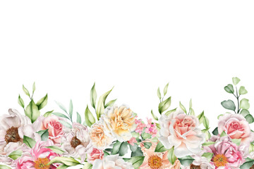 Watercolor flowers background vector for design.