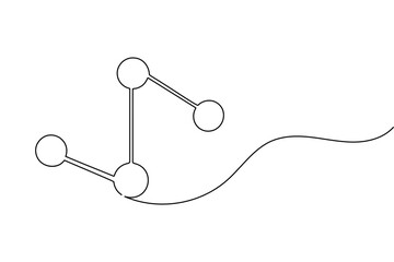 Molecule structure continuous one line drawing chemistry science vector illustration