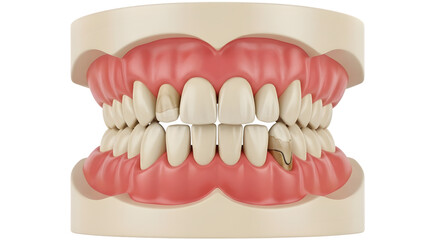 Obraz premium Realistic dental prosthesis model showing complete dentures for upper and lower jaw