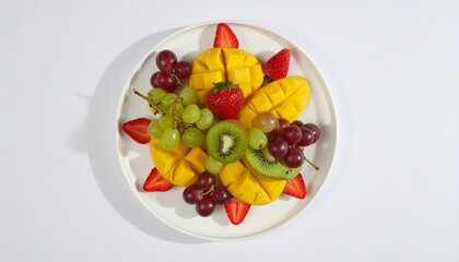 Colorful Fresh Fruit Platter with Mango, Kiwi, Strawberries, and Grapes