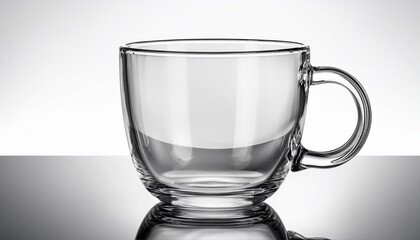 Empty Clear Glass Mug With Handle Isolated On Transparent Background