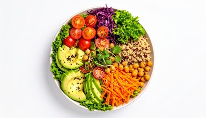 Healthy Vegan Buddha Bowl with Avocado, Quinoa, and Fresh Produce
