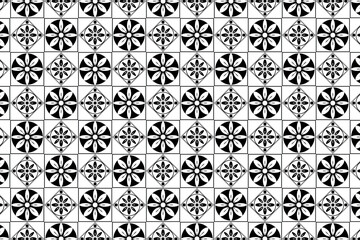 Black and White Seamless Geometric Tile Vector Pattern for Backgrounds
