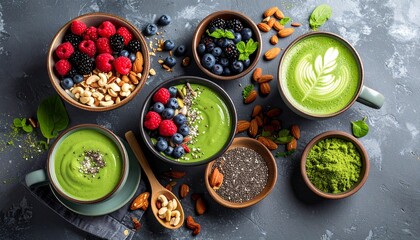 Healthy Green Smoothies and Superfood Bowls for Wellness Breakfast
