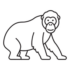 Simple line art orangutan coloring page for kids, fun and easy to use for creative activities