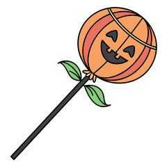 A delightful pumpkin lollipop, perfect for halloween