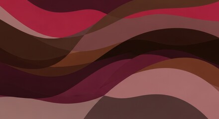 Abstract flowing waves of warm earthy tones and rich berry hues create a serene visual symphony