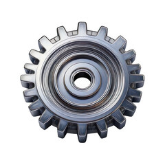 Silver Gear or Cogwheel 3d icon in cartoon plastic style minimal isolated on transparent white background, clipping path.