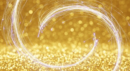 Beautiful Golden Swirling Sparkles With Bokeh Effect For Festive Celebrations
