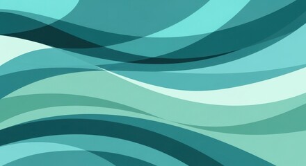 Abstract Ocean Waves Teal Aqua Green Blue Swirls Modern Design