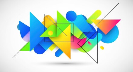 Vibrant Abstract Geometric Shapes Composition With Colorful Gradient Overlays