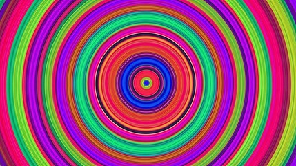 A vibrant, psychedelic, concentric circle pattern with a hypnotic optical illusion effect.