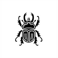 Stylized black scarab beetle silhouette on white background