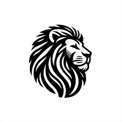 Stylized black and white lion head profile logo