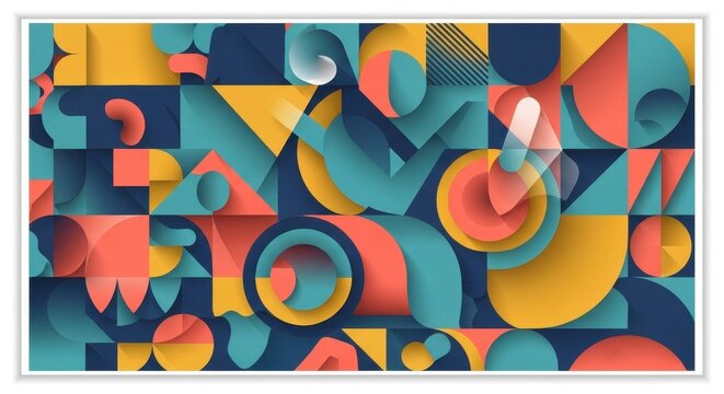 Dynamic Abstract Geometric Shapes Create Vibrant Colorful Modern Artwork - Powered by Adobe