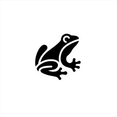 Stylized black frog silhouette on a white background