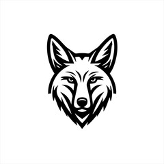 Stylized black and white fox head logo design