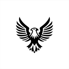 Stylized black eagle emblem with wings spread wide