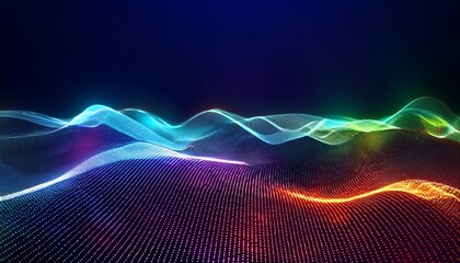 futuristic 3d particles mesh array wave sound flowing 3d abstract sci fi user interface concept with gradient dots and lines 3d futuristic technology style with glowing light effect tech