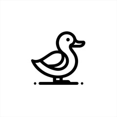 Simple black outline icon of a duck on a white background
