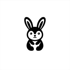 Cute black and white cartoon bunny rabbit illustration