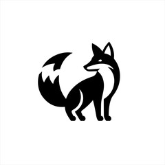 Stylized black fox silhouette on white background