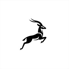 Stylized black silhouette of a gazelle leaping