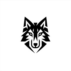 Geometric wolf head logo design black and white