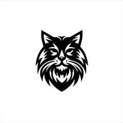 Fierce black cat head logo design