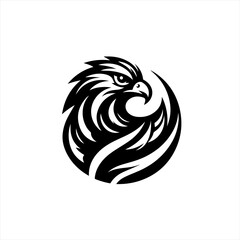Stylized black eagle head emblem with circular design