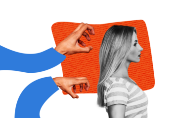 Composite trend artwork 3D sketch collage of young lady stand model posing back arm hands sleeve gesture catch grab nonverbal language