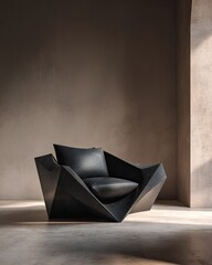 Modern chair in simple room with wall shadows used for furniture design catalog